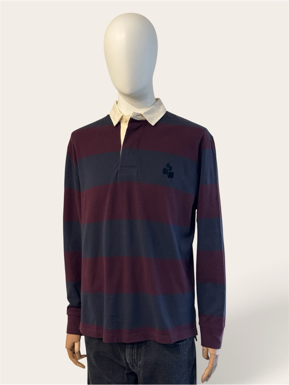 Men's Long Sleeve - Isabel Marant - Navy & Burgundy - Polo